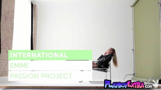 Petite German blondie Alexis Emmi Devlordge taking off her sexy lingerie