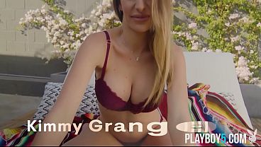 Big fake tits Kimmy Granger solo outdoor exposing her hairy pussy