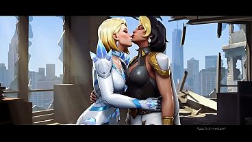 Emma Frost x Domina lesbian kissing (Marvel Rivals, Overwatch /AI generated)