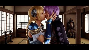 Sophitia x Ayane lesbian kissing (Soul Calibur, Ninja Gaiden / AI generated)