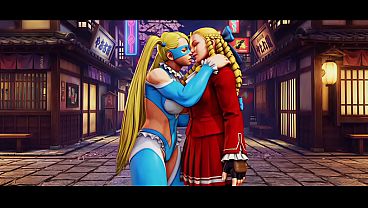 Karin Kansuki x Rainbow Mika lesbian kissing (Street Fighter /AI generated)
