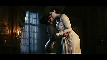 Panam Palmer (Custom) x Lady Dimitrescu Lesbian kissing (Cyberpunk 2077, Resident Evil /AI generated)