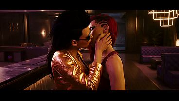 Valerie/V x Britanny Hayes lesbian kissing (Cyberpunk 2077 /AI generated)